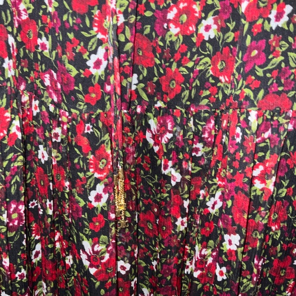 Celine Silk Floral Dress with Chain Link Accent - Picture 2 of 3